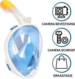 Gadgy Duikmasker Full Face Kinderen - Duikbril Met Snorkel - Snorkelset Kinderen - Snorkelmasker - Blauw