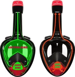 Atlantis Full Face Mask 2.0 - Snorkelmasker - Volwassenen - Zwart/Rood - L/XL -Watersporten 1161x1200