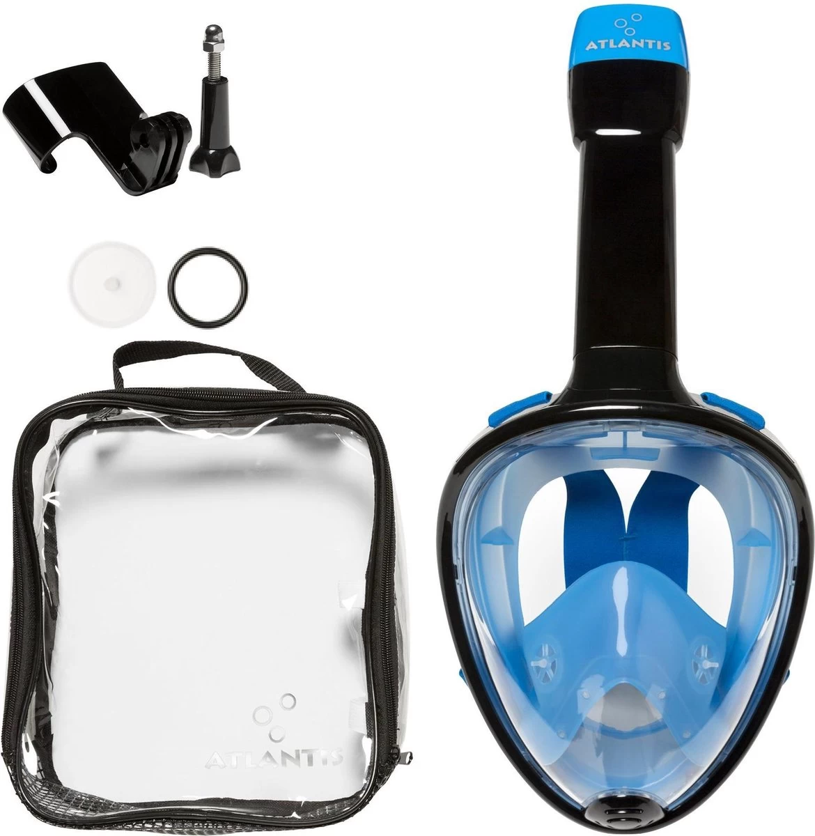 Atlantis Full Face Mask - Snorkelmasker - Volwassenen - Zwart/Blauw - L/XL 4 Atlantis Full Face Mask - Snorkelmasker - Volwassenen - Zwart/Blauw - L/XL - Afbeelding 2