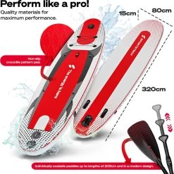 Premium Stand Up Paddling Board | 7in1 SUP Board Set | Compleet Met Accessories | Plus Actioncam Houder | Standup Paddle 320x80x16cm | Waterfiets SUP Opblaasbaar | Sportstech WPB320 Paddle Board -Watersporten 1198x1200