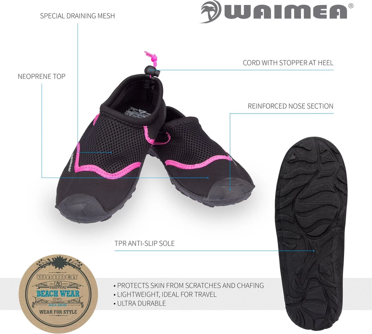 Waimea Aquaschoenen - Wave Rider - Zwart/Roze - 29 5 Waimea Aquaschoenen - Wave Rider - Zwart/Roze - 29 - Image 3