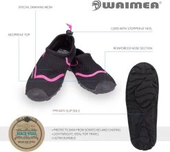Waimea Aquaschoenen - Wave Rider - Zwart/Roze - 30 -Watersporten 1200x1080 9