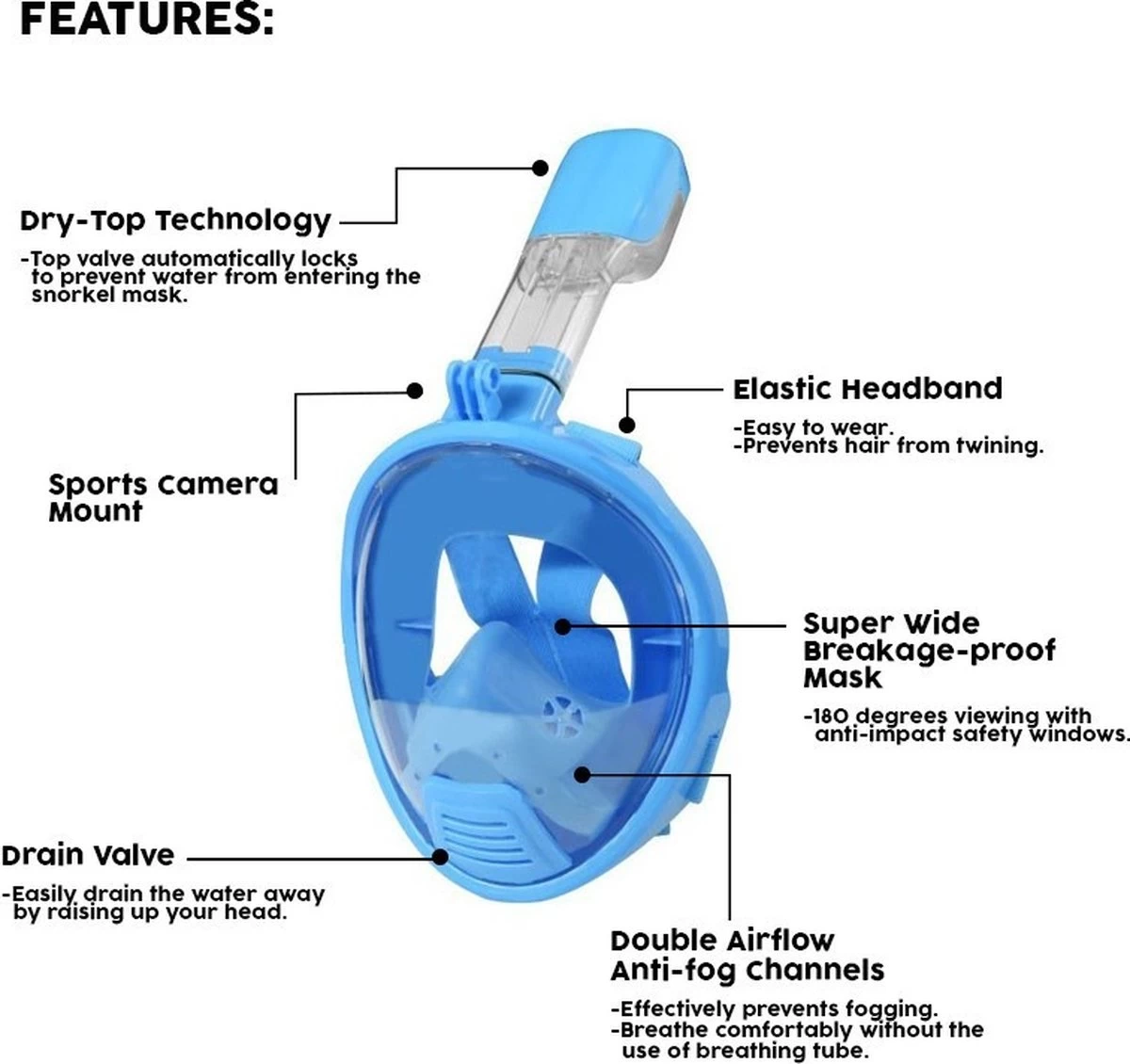 Atlantis Full Face Mask 2.0 - Snorkelmasker - Kinderen - Blauw - XS 13 Atlantis Full Face Mask 2.0 - Snorkelmasker - Kinderen - Blauw - XS - Image 12