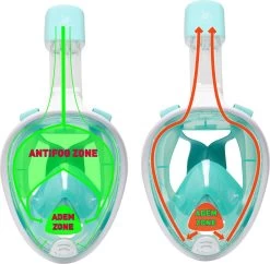 Sea Turtle Full Face Mask - Snorkelmasker - Volwassenen - Wit/Turquoise - S/M -Watersporten 1200x1175 2