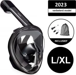Campingwise Full Face Duikmasker, Snorkelmasker - Zwart - Maat L/XL