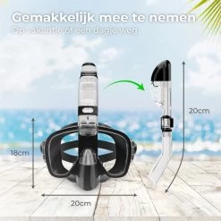 Nuvance - Snorkelmasker Incl Oordoppen - One Size Fits All - Duikmasker - Duikbril Met Snorkel - Snorkelset Voor Kinderen - Zwart -Watersporten 1200x1200 54