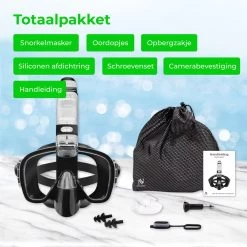 Nuvance - Snorkelmasker Incl Oordoppen - One Size Fits All - Duikmasker - Duikbril Met Snorkel - Snorkelset Voor Kinderen - Zwart -Watersporten 1200x1200 55