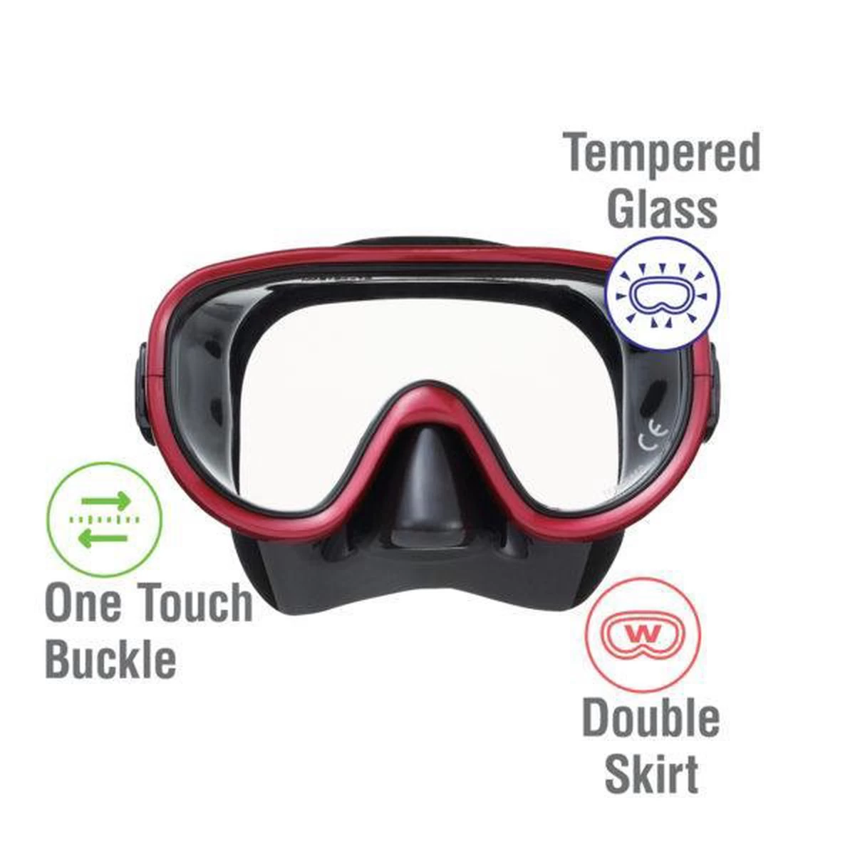 ReefTourer Snorkelmasker Duikbril Snorkelset RC-0105-zwart/rood 4 ReefTourer Snorkelmasker Duikbril Snorkelset RC-0105-zwart/rood - Image 2