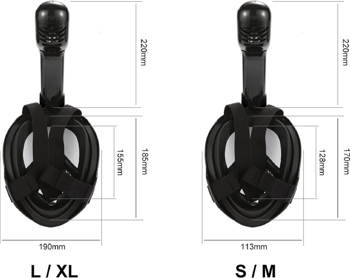 Merkloos Gadgy Duikmasker Full Face S/M - Duikbril Met Snorkel - Snorkelset Volwassenen - Zwart - Snorkelmaskers 7 Merkloos Gadgy Duikmasker Full Face S/M - Duikbril Met Snorkel - Snorkelset Volwassenen - Zwart - Snorkelmaskers - Afbeelding 5