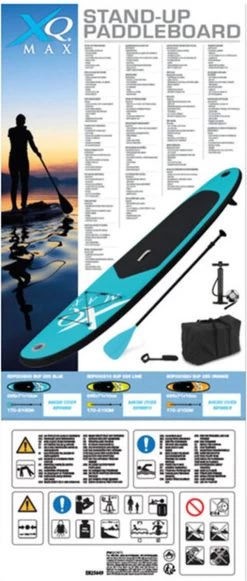 XQ Max SUP Board - 285cm - Tot 80kg - Blauw 24 XQ Max SUP Board - 285cm - Tot 80kg - Blauw -Watersporten 510x1200